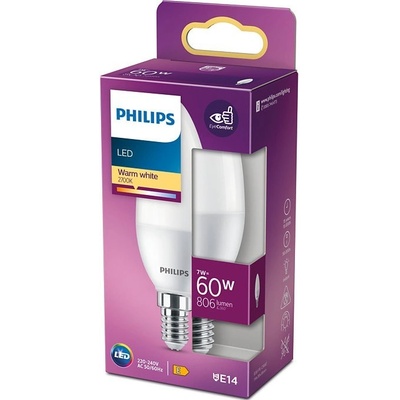 Philips LED žárovka E14 7W/60W 806lm 2700K