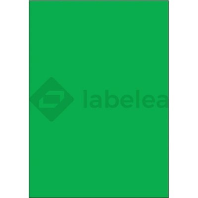 Labelea Samolepiace etikety 210x297 mm farebné papierové, na hárku A4, pre laserovú a atramentovú tlač, Farba etikiet Zelená, Počet hárkov v balení 100 EPY210297PG001S
