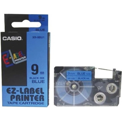 Casio originál páska do tlačiarne štítkov, Casio, XR-9BU1, čierny tlač/modrý podklad, nelaminovaná, 8m, 9mm