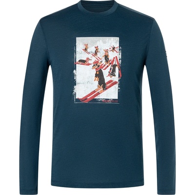 super. natural Мъжка блуза с дълъг ръкав super. natural Dachshund Party L/S Longsleeve - Blueberry / Various (216-6435-0113)