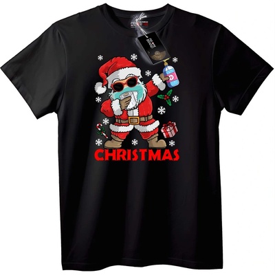 NOONEBRAND Тениска Дядо Коледа Маска Дезинфектант - 3XL, Black
