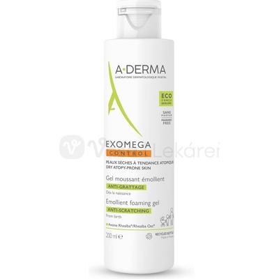 A-Derma Exomega Control Gel Moussant Émollient zvláčňujúci penivý gél 200 ml
