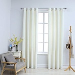 Pure Line Home Кадифени завеси в цвят кремав с метални халки, 2 бр. , 140 x 175 см