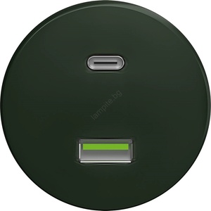 Kliklap - Ретро USB контакт A+C без рамка, зелен (KA0091)