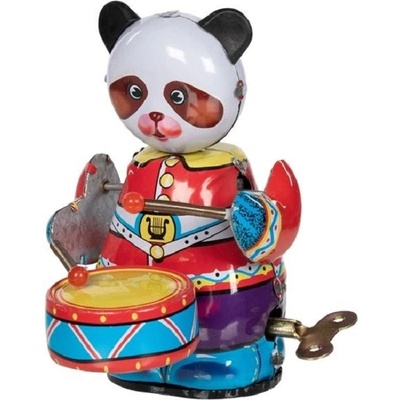Goki Детска играчка Goki - Метална панда с барабан, с навиващ се механизъм (14179)