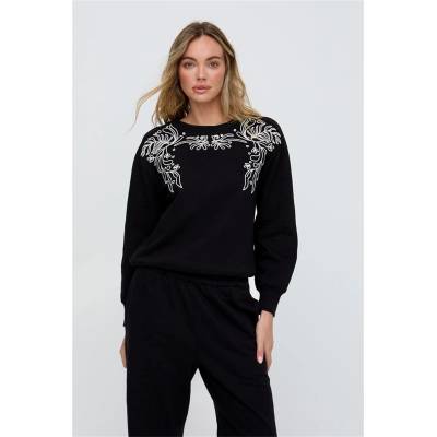 Raffya Риза с дълъг ръкав Raffya Raffya Marmalade Long Sleeves Embroidered Sweatshirt In Black - Black