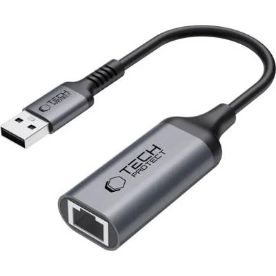 Tech-Protect UltraBoost USB-A 3.0 / Ethernet RJ45 1000Mbps адаптер - черен (5906302321841)