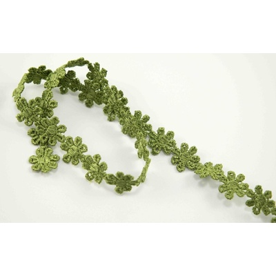 Vzdušná čipka kytička - khaki - šírka 1,3 cm