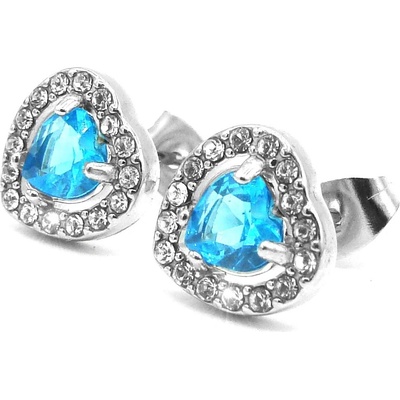 Steel Jewelry náušnice SRDCE MODRÉ Chirurgická ocel NS240124