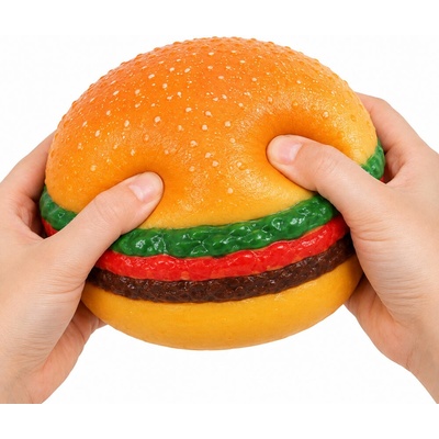 Mega Squeeze Stláčací jumbo hamburger antistresová mačkacia hračka 12 × 12 × 5,5 cm