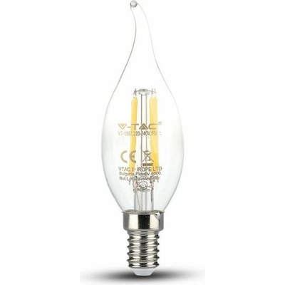 V-TAC Žiarovka LED sviečková Filament E14 4W, 6400K, 400lm, VT-1997