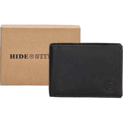 Hide & stitches Japura kožená peňaženka v krabičke - čierna