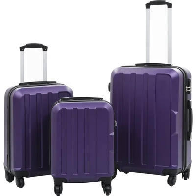 vidaXL Комплект твърди куфари с колелца, 3 бр, лилави, ABS (91877)