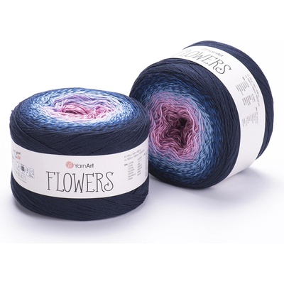 Yarn Art příze Flowers 273 růžová, světle a tmavě modrá