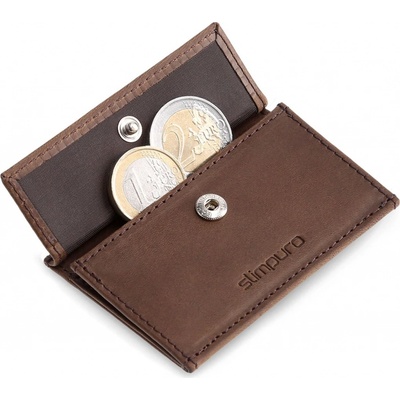 Slimpuro Coin Pocket s ochrannou kartou RFID pre ZNAP Slim Wallets 8 a 12 spínací gombík SP CP 00 BRW VT