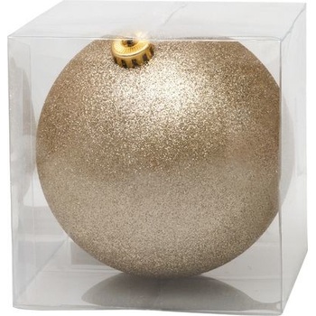 MagicHome Guľa 1 ks šampaň glitrovaná na vianočný stromček 15 cm