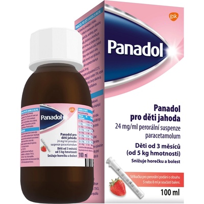 PANADOL PRO DĚTI JAHODA POR 24MG/ML POR SUS 1X100ML+STŘ