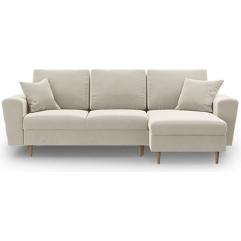 Cosmopolitan Design Бежов кадифен разтегателен ъглов диван с място за съхранение Kyoto - Cosmopolitan Design (COS_COR_2_F2_KYOTO1)