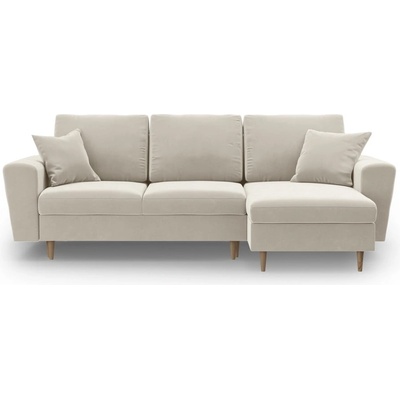 Cosmopolitan Design Бежов кадифен разтегателен ъглов диван с място за съхранение Kyoto - Cosmopolitan Design (COS_COR_2_F2_KYOTO1)