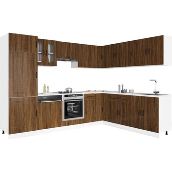 vidaXL Комплект кухненски шкафове, 14 части, "Kalmar", кафяв дъб, инженерна дървесина (3314978)