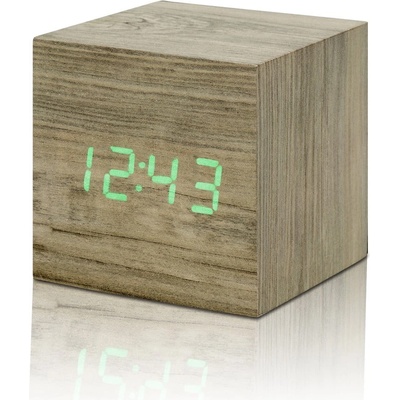 Gingko Светлокафяв будилник със зелен LED дисплей Cube Click Clock Wooden Cube Click - Gingko (GK08G12)