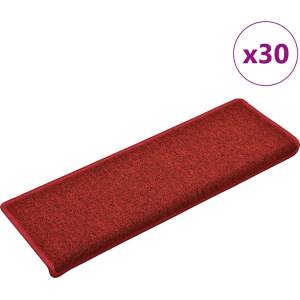 vidaXL Изтривалки за стълби, 30 бр. , 65x21x4 см, червени, правоъгълен кант (3365770)