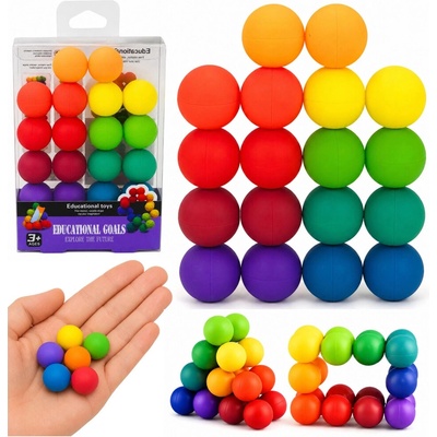 LEAN Toys Magnetické farebné guľôčky Montessori – logická a antistresová hra