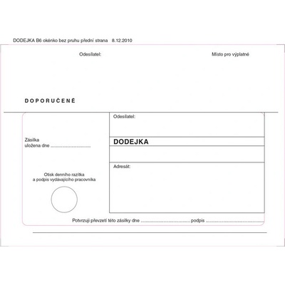 Obálky B6 s dodejkou samopropisovací - bílá / 1000 ks