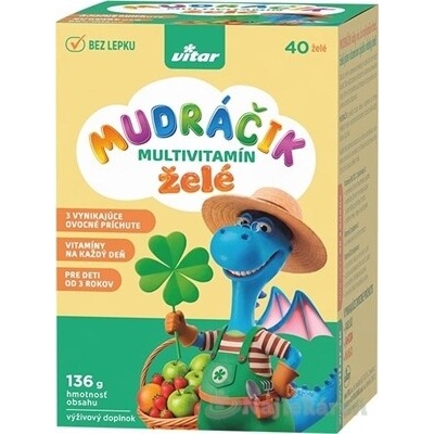VITAR Mudráčik multivitamín želé zmes príchutí jablko jahoda mango 40 ks