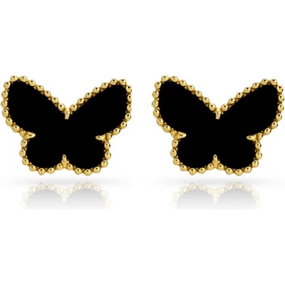 Majya Stříbrné náušnice LUCKY AMELIE black pozlacené 11826