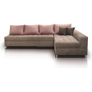 Bogdan Furniture I Ъглов диван Мебели Богдан Mod Divna, 282/212/81, бордо с кафяво