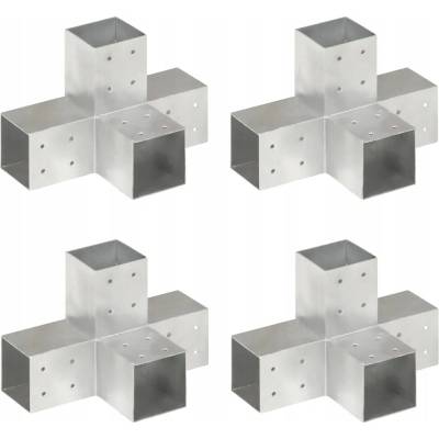 Greatstore Trámová spojka 4 ks ve tvaru X pozinkovaný kov 81 x 81 mm