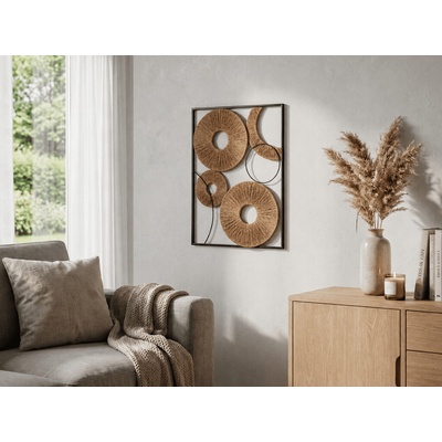 Textilomanie Nástěnná dekorace CIRCLES kovová 48x68 cm, hnědá