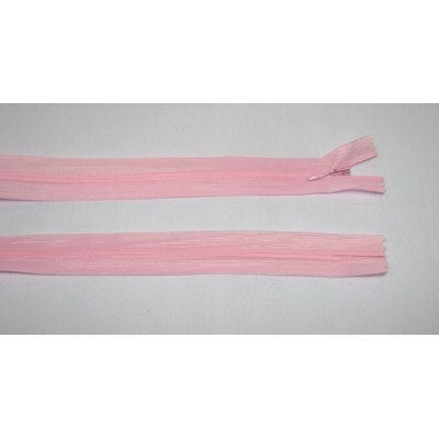 Zips krytý 3mm ružová nedeliteľný 55cm dederon