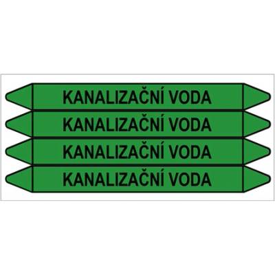 Značení potrubí, kanalizační voda,4 ks, 250 × 26 mm PZ 009141