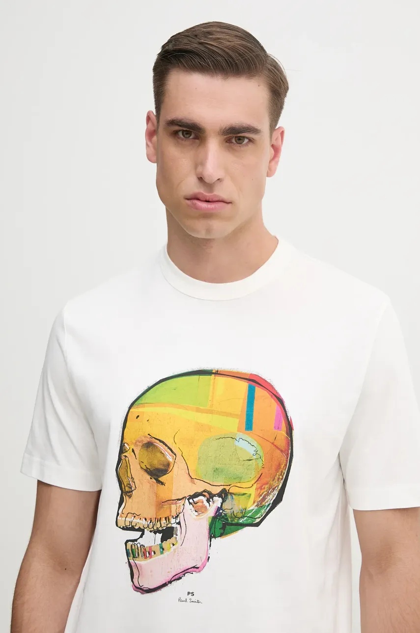 PS Paul Smith Памучна тениска PS Paul Smith в бяло с принт