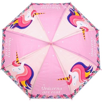 Jednorožec dětský vystřelovací deštník s píšťalkou růžový