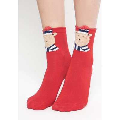 Yups T-shirt teddy bear socks red krémová fuchsiová