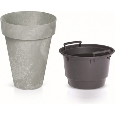 Prosperplast CUBE SLIM BETON EFFECT Kvetináč s vkladom 35,5cm sivý DCUS355E