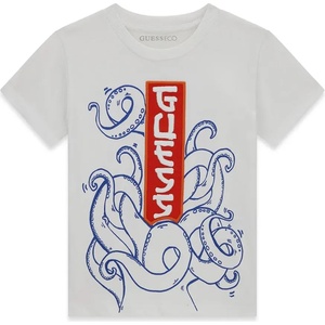 GUESS Бяла тениска за мини момче октопод Guess