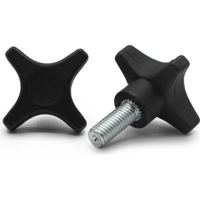 Skrutka kovová s plastovou hlavou, 4 cípa hviezda / 105a-034 / 40 / M6 x 15 mm (čierna)