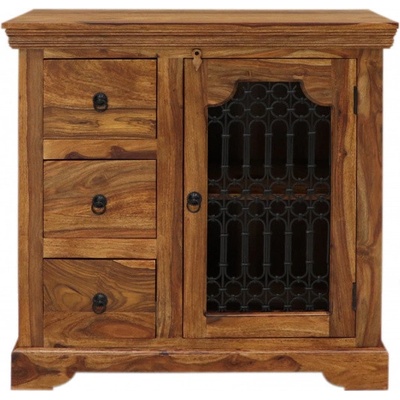 indickynabytok.sk - Komoda Jali s kovovým vyplétom 90x90x45 z indického masívu palisander