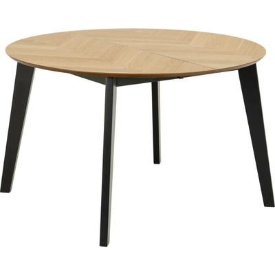 Actona Rozkládací kulatý jídelní stůl Georgetown dub moderní 120-198 cm černé nohy