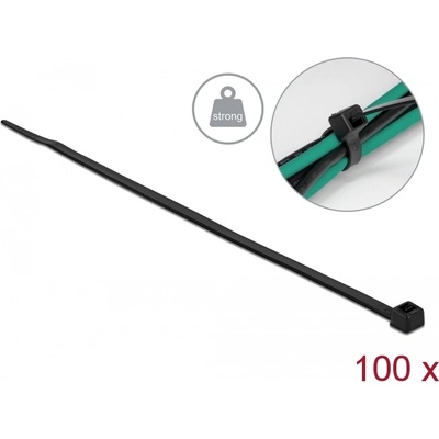 Delock Кабелни връзки с висока якост на опън дължина 200 x ширина 4, 8 mm, 100 бр. Черно