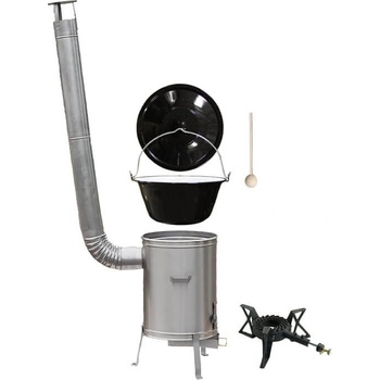 Perfect Home kotlík na guláš smalt 1,2 mm 13 l poklice smalt 40 cm kotlina nerez 36 cm LUX KEMPER litinový plynový hořák varič 7 kW vařečka 50 cm Smrek
