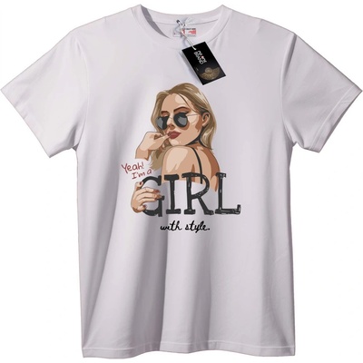 NOONEBRAND Тениска Да! Аз съм Момиче - L, White