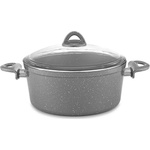 Haschever HR-GRANITE ROSY-Тенджера дълбока със стъклен капак Ø24xh11cm СИВО (ETTCKK0424016) (0189351)
