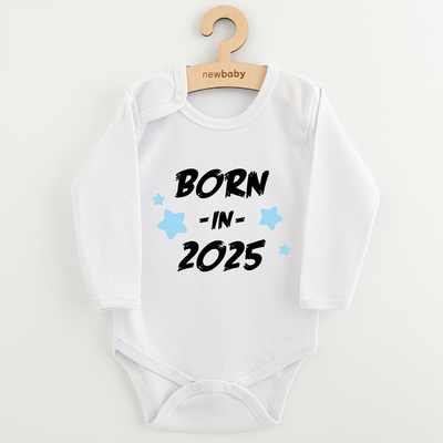 New Baby Detské body s potlačou BORN IN 2025 blue