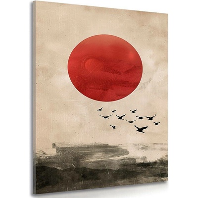 Obraz japandi kouzlo červeného měsíce - 40x60
