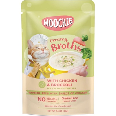 Moochie Krémové vývary s kuracím mäsom a brokolicou bez obilnín 40 g